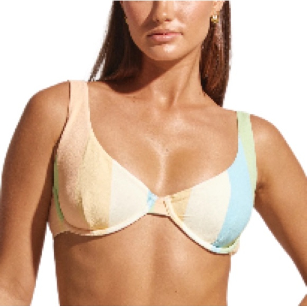 Poolside Paradiso Tulum Plunge Underwire Top - Rainbow (NWT)